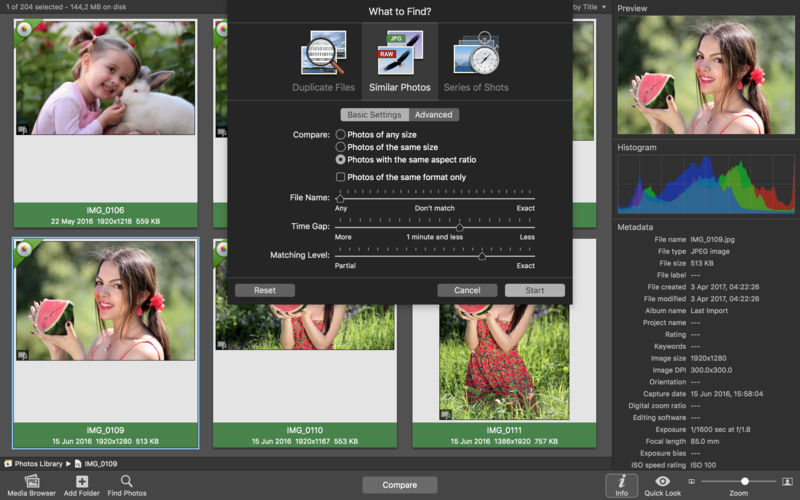can photosweeper remove photos under a particular size
